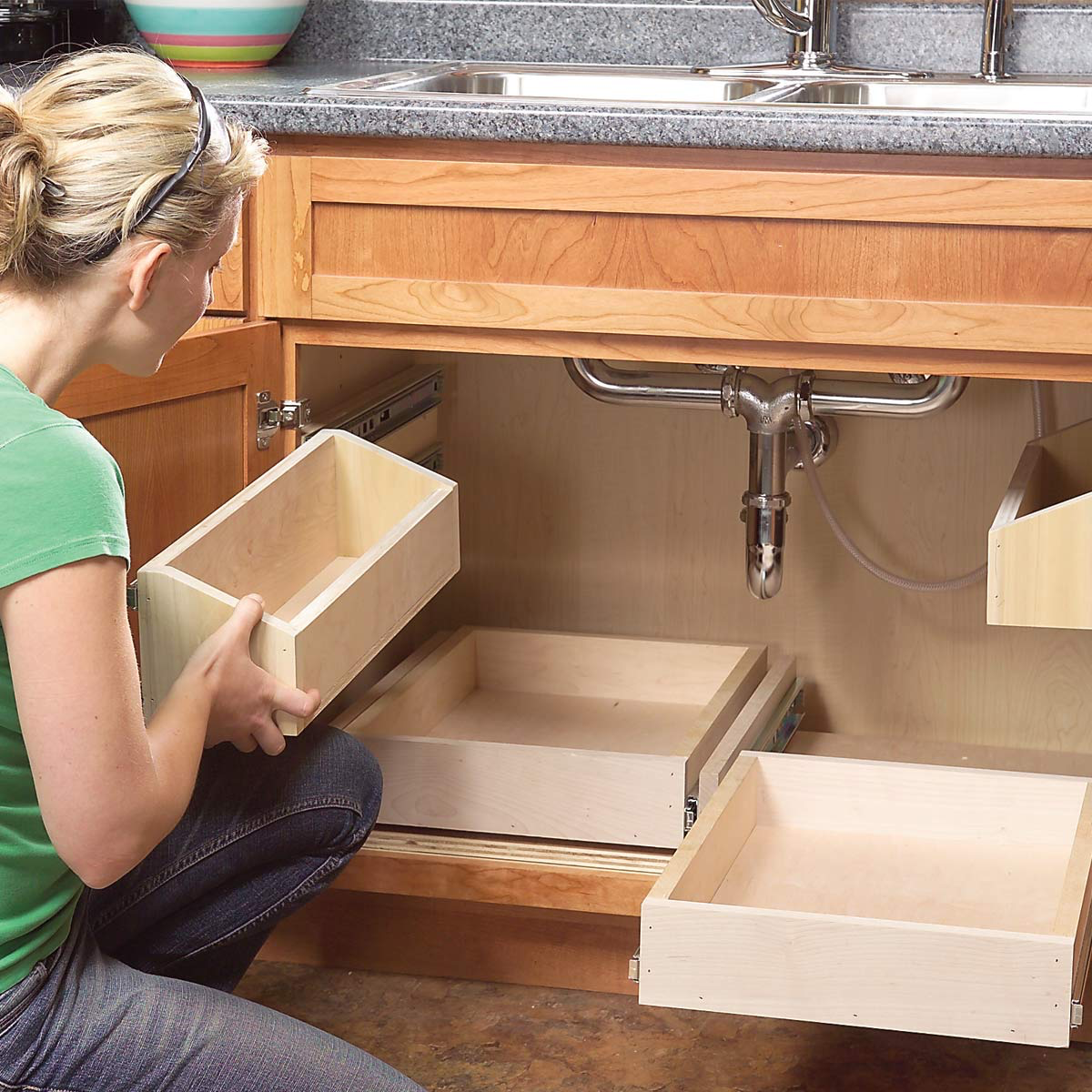 Kitchen Cabinet Storage Solutions: DIY Pull Out Shelves | bathroom