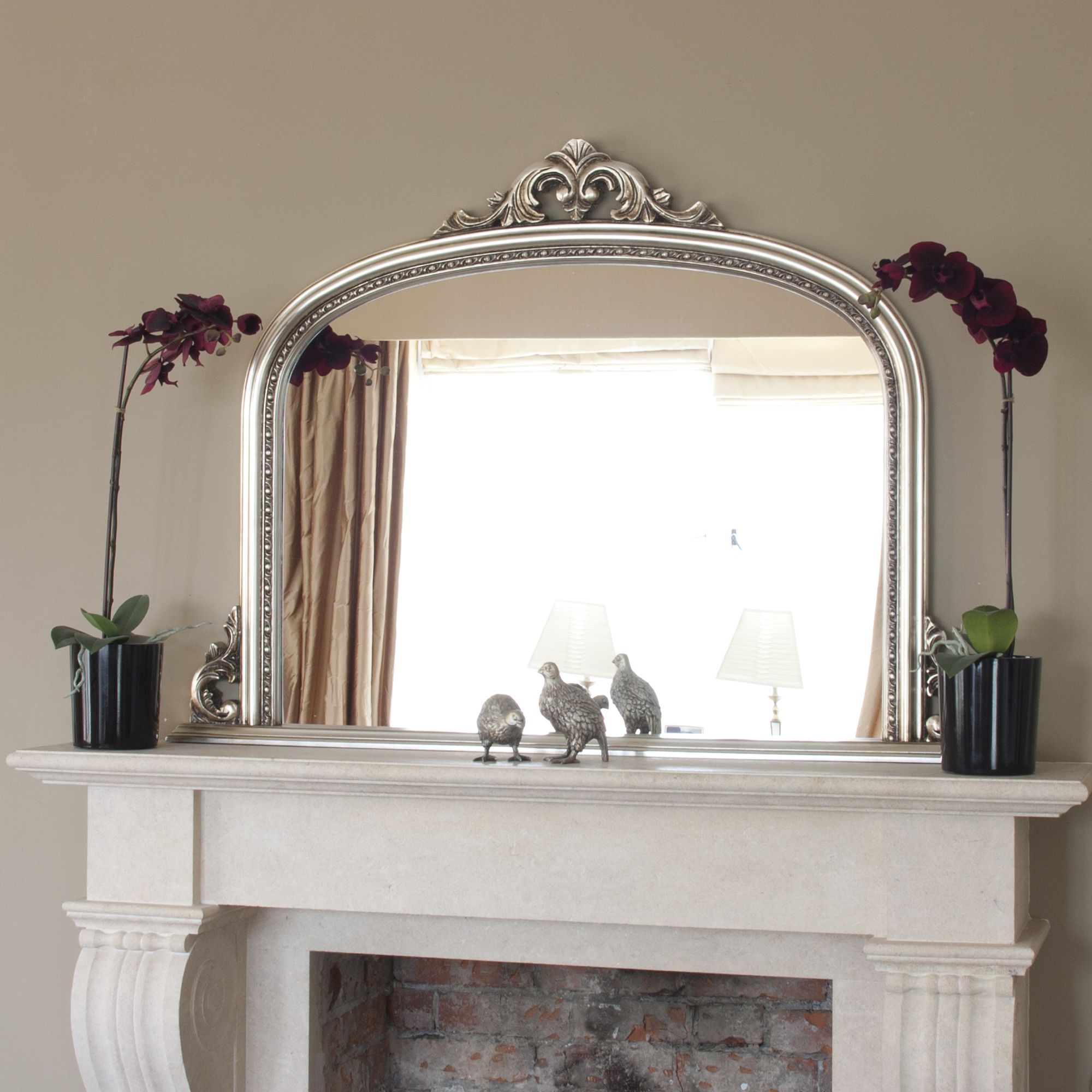 Large Silver Over Mantle Mirror at Heather Urich blog