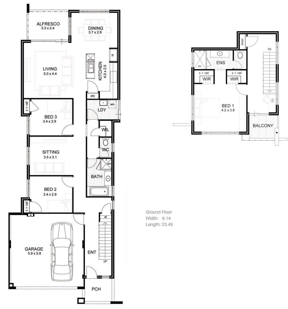 Long Thin House Plans Narrow Nz Lot Australia Design For Lots