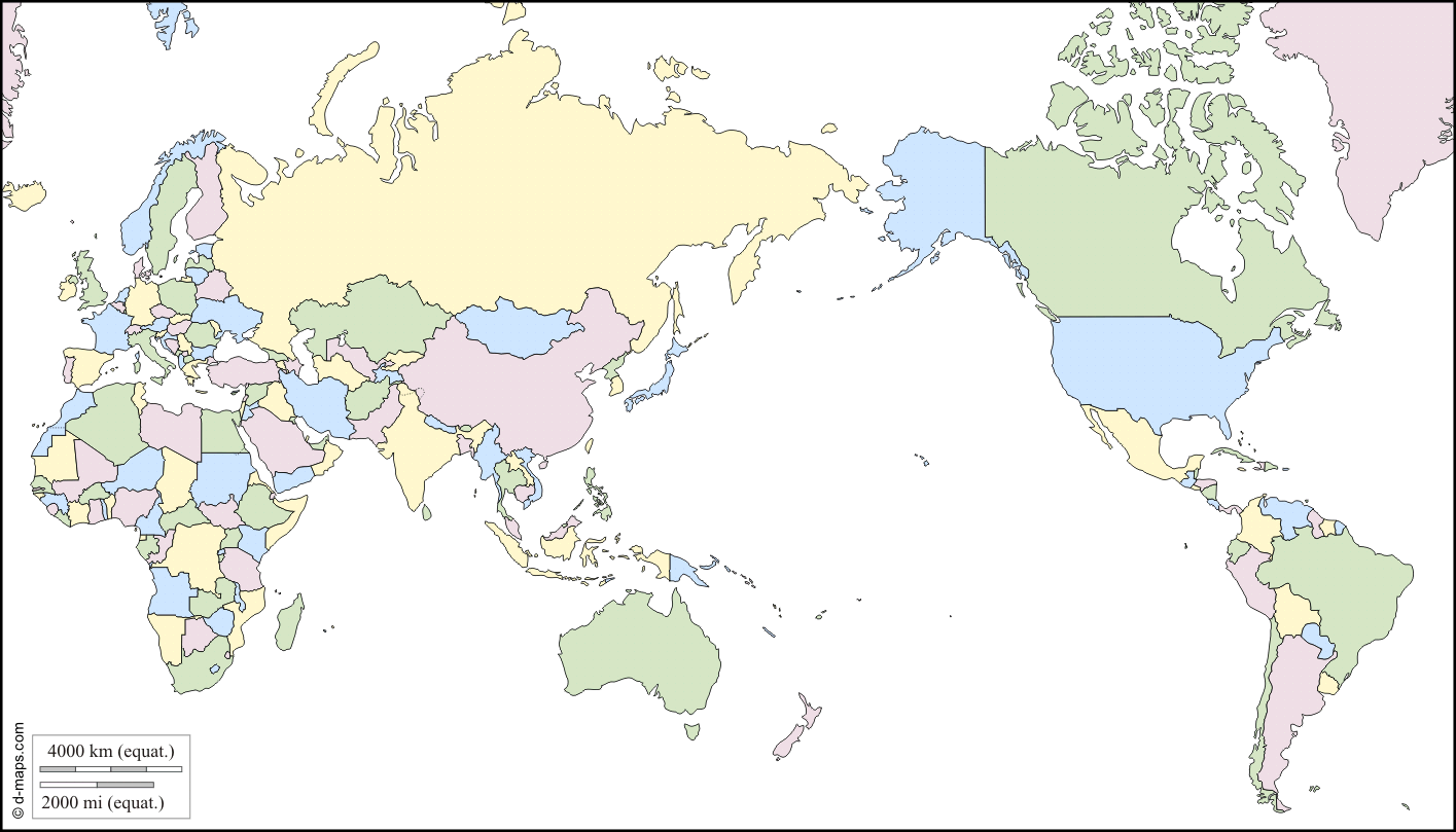 World Pacific Ocean centered : free map, free blank map, free outline ...