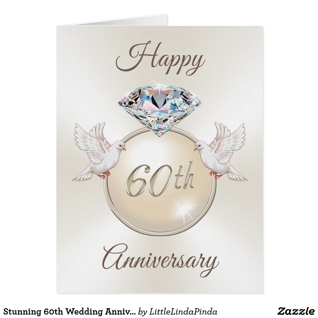 Stunning 60th Wedding Anniversary Cards in 3 Sizes | Zazzle | Happy ...