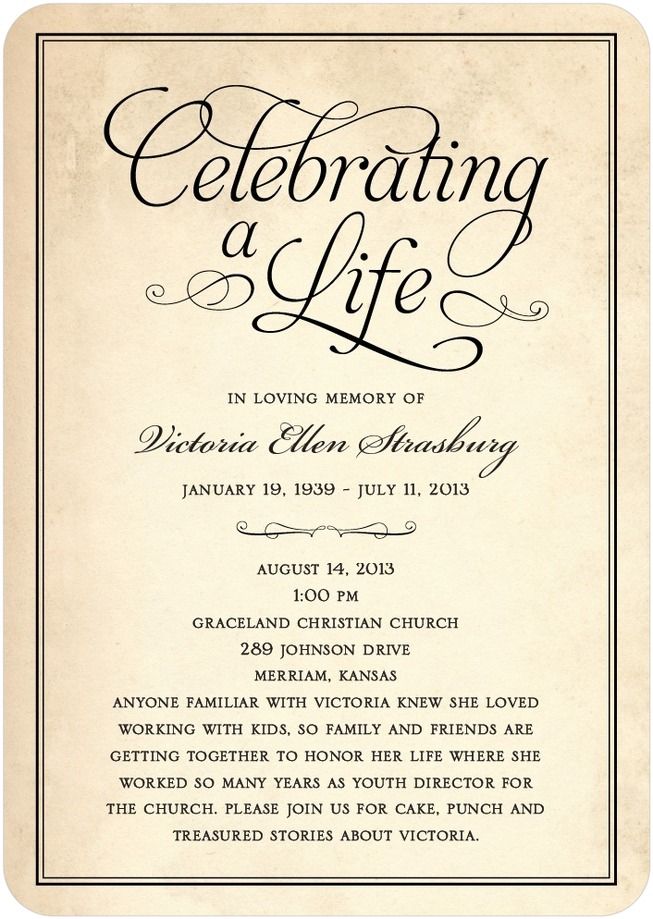 Free Celebration Of Life Invitation Template