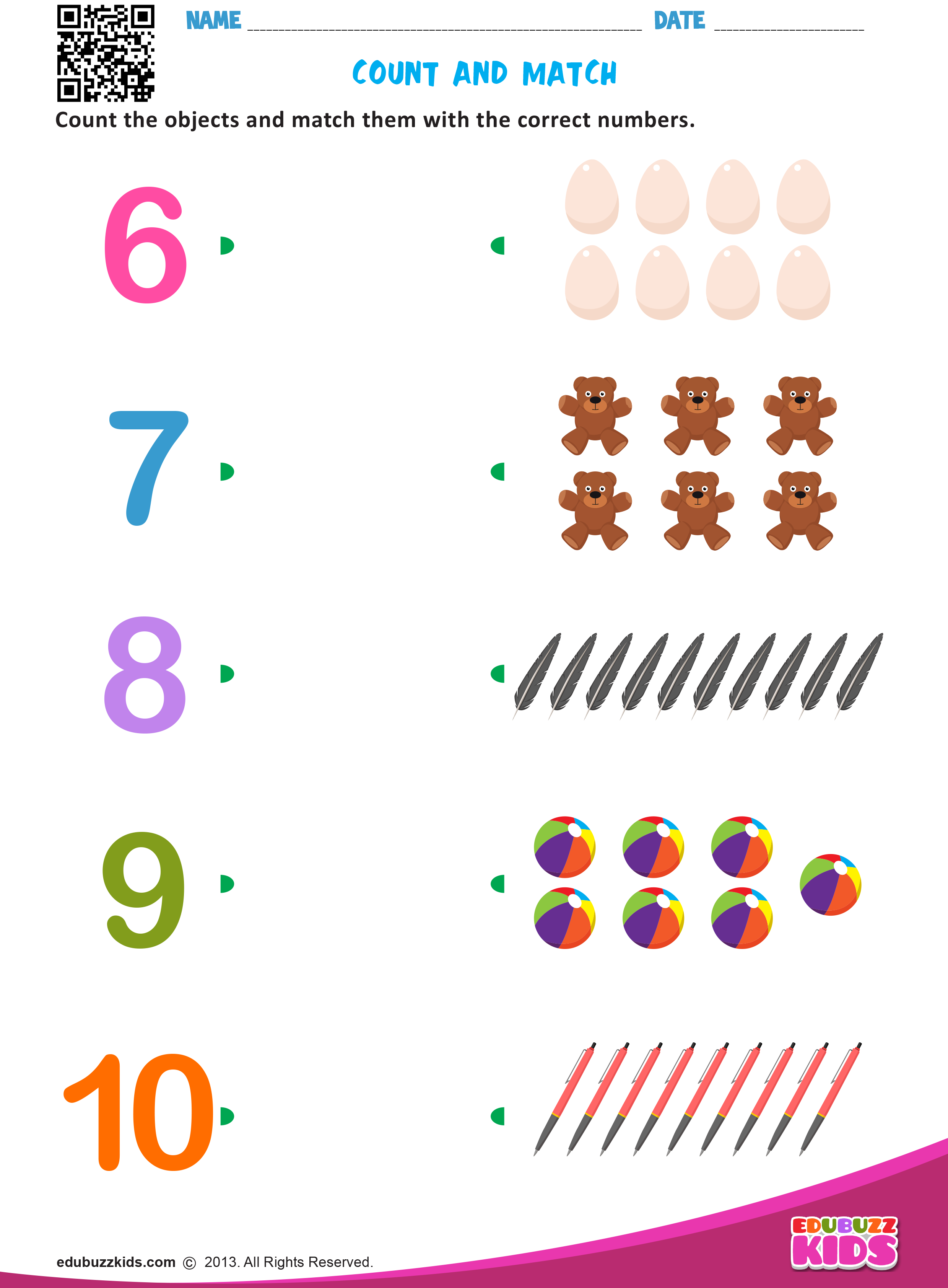 COUNT AND MATCH Math activities preschool, Preschool math worksheets