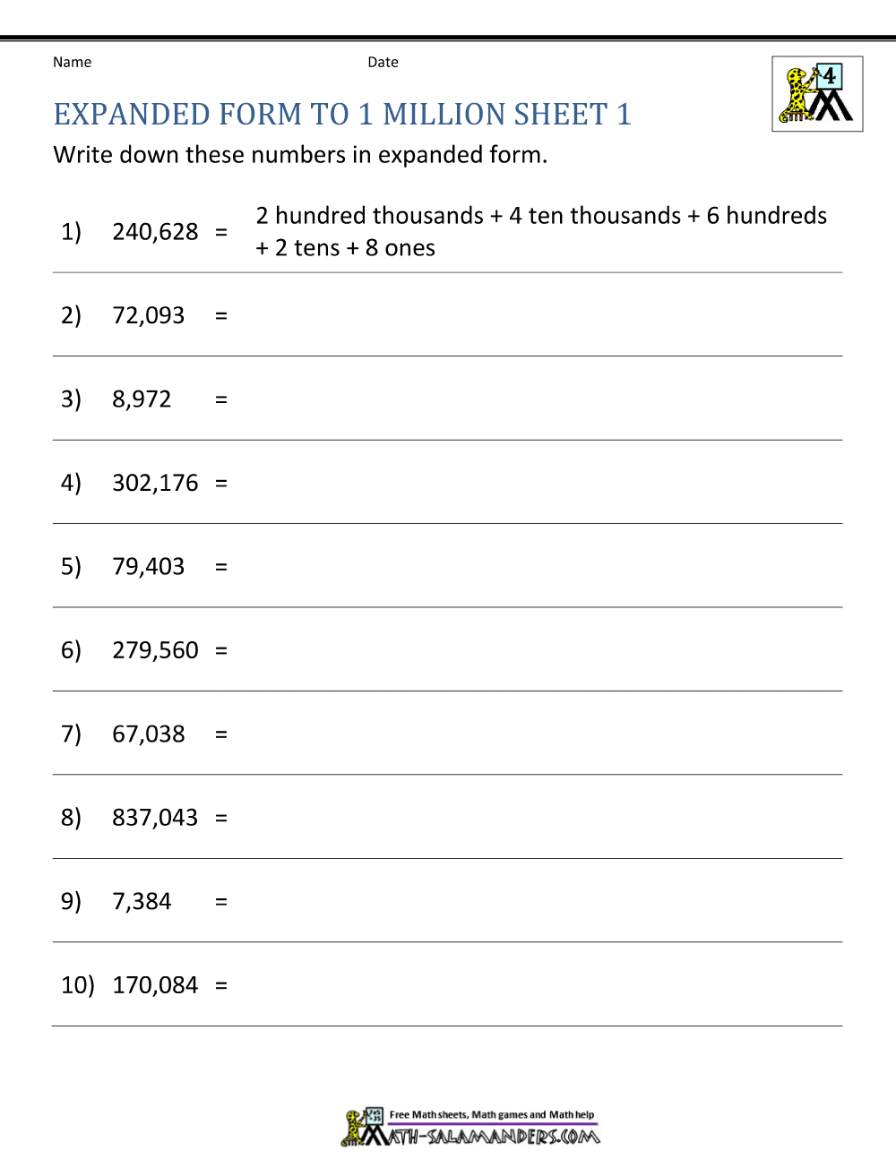 expanded notation worksheets for grade 2 worksheets - expanded notation ... image.