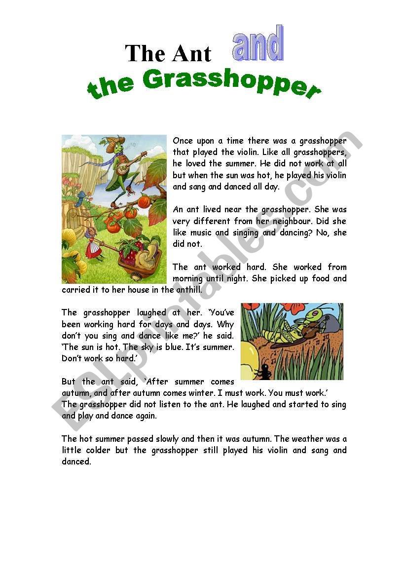 The Ant And The Grasshopper Story For Kids With Pictures