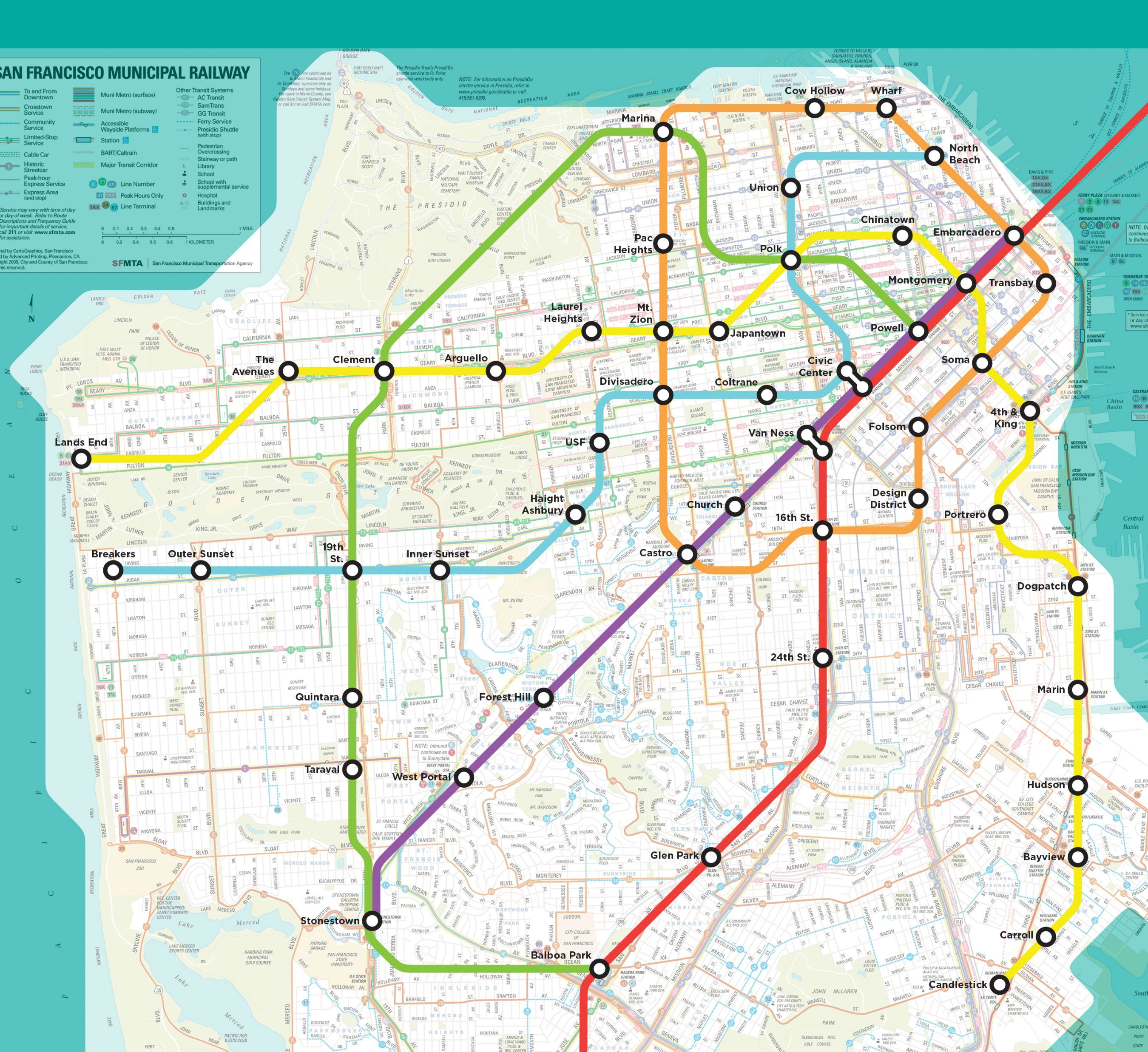 muni map san francisco Bay Area Man Creates The Sf Muni Metro Map Of Our Dreams Metro muni map san francisco