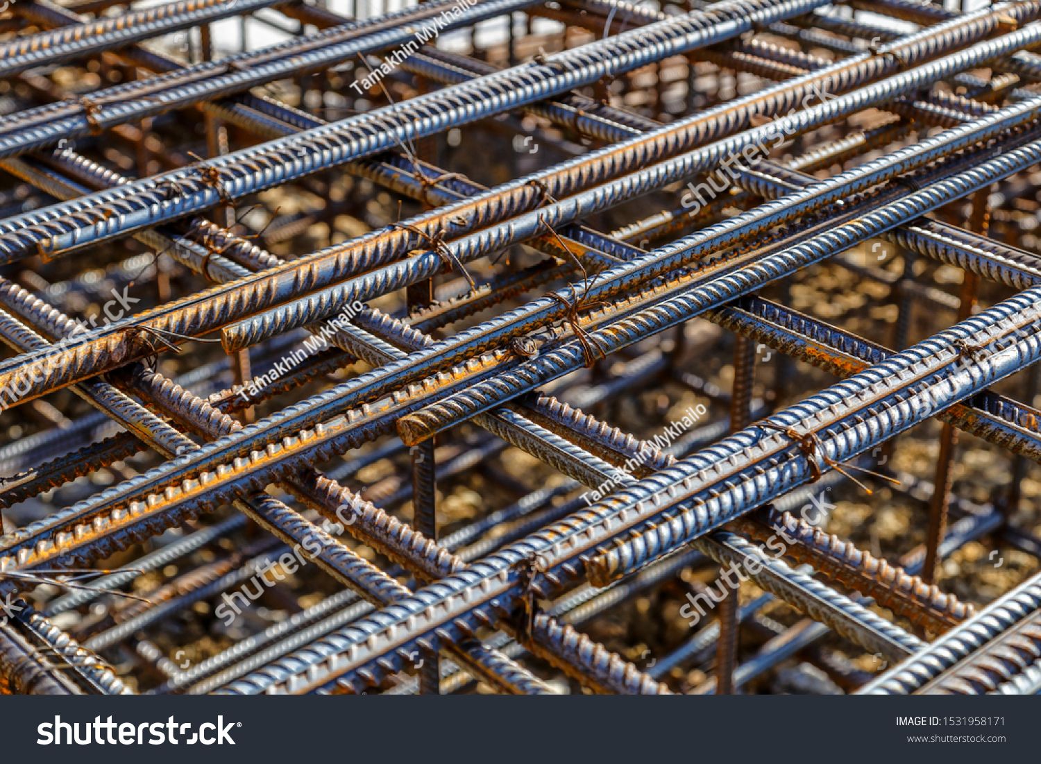 Industrial background. Rebar texture. Rusty rebar for concrete pouring ...