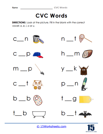 Matching Cvc Worksheet Cvc Worksheets Cvc Words Reading Worksheets 58A ...