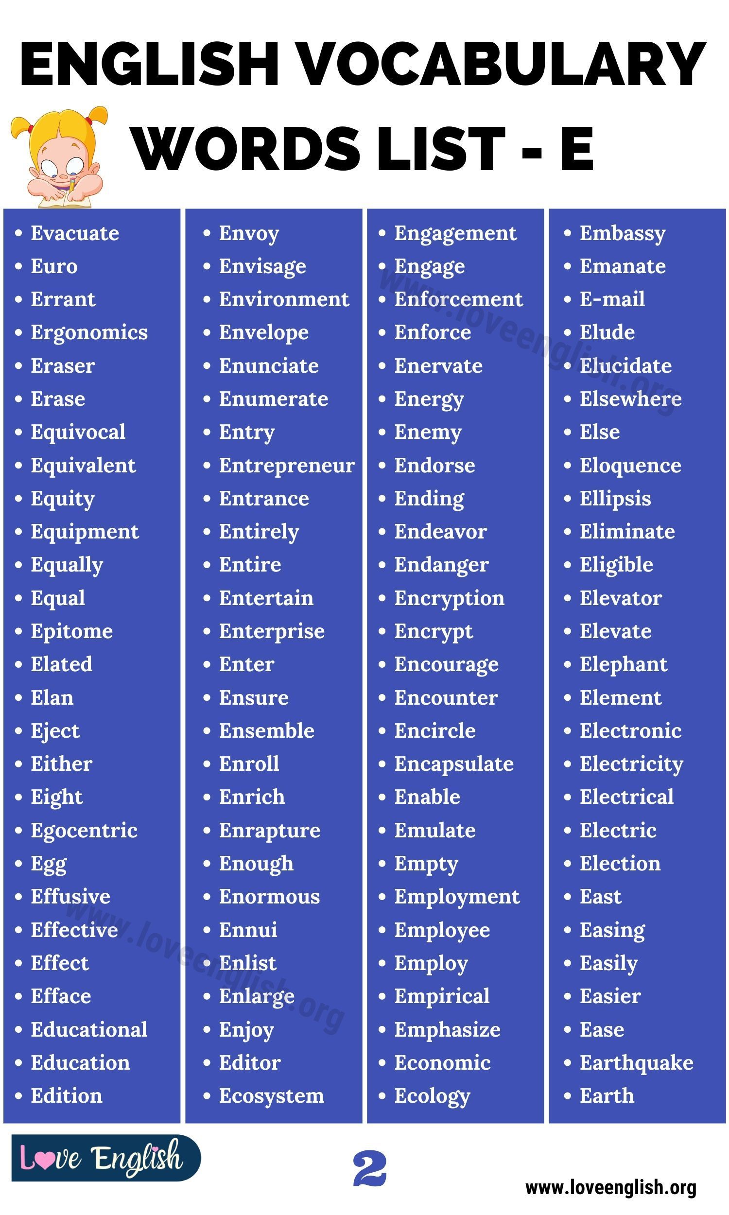 Words that start with e list of 275 words starting with the letter e ...