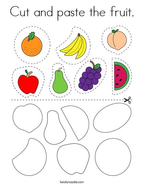 Cut and Paste Fruit Coloring Page