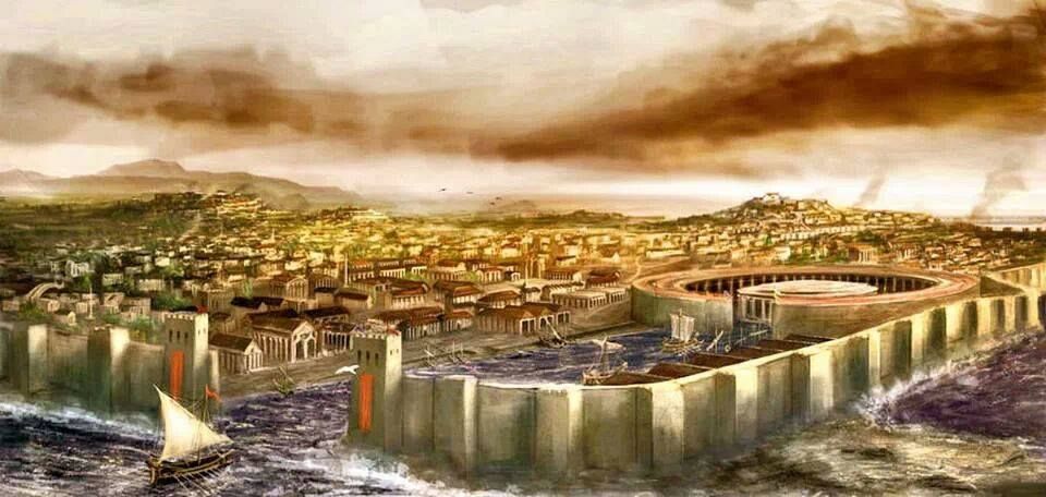 Artist's depiction of the harbor complex of Carthage. Carthage Tunisia ...