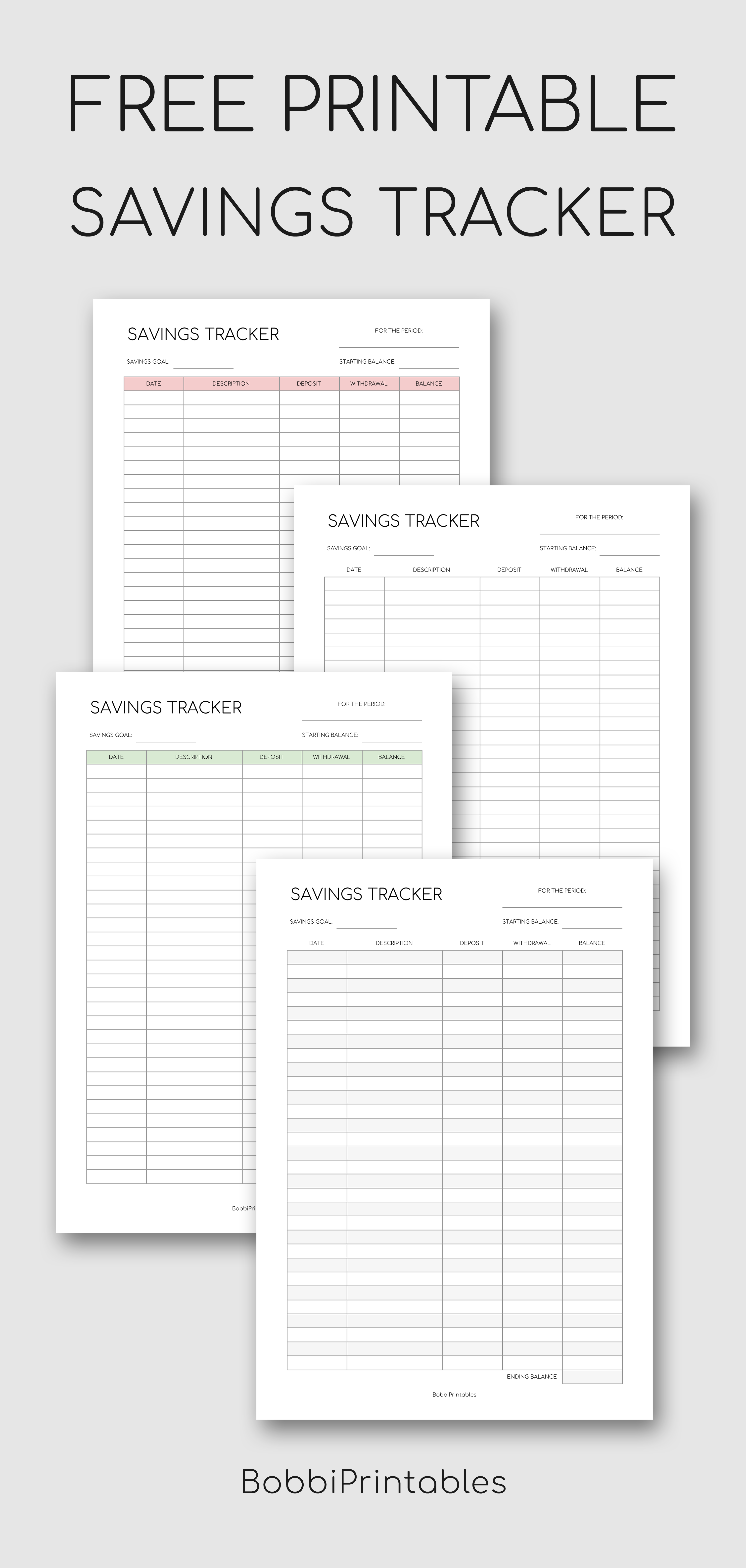 Free Savings Tracker Printable