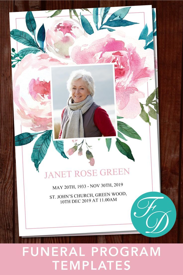 Funeral Program Template with Pink Peonies Celebration of | Etsy ...