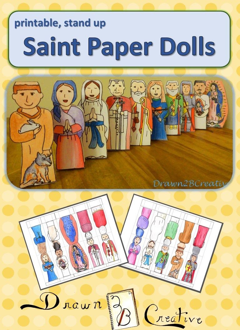 Saint Paper Dolls - Drawn2BCreative | Catholic saints for kids, Saints ...