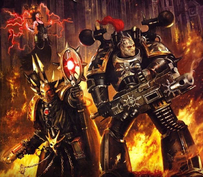 Black Legion Devastator Marine and Chaos Sorcerer. Chaos 40k, Sons Of ...