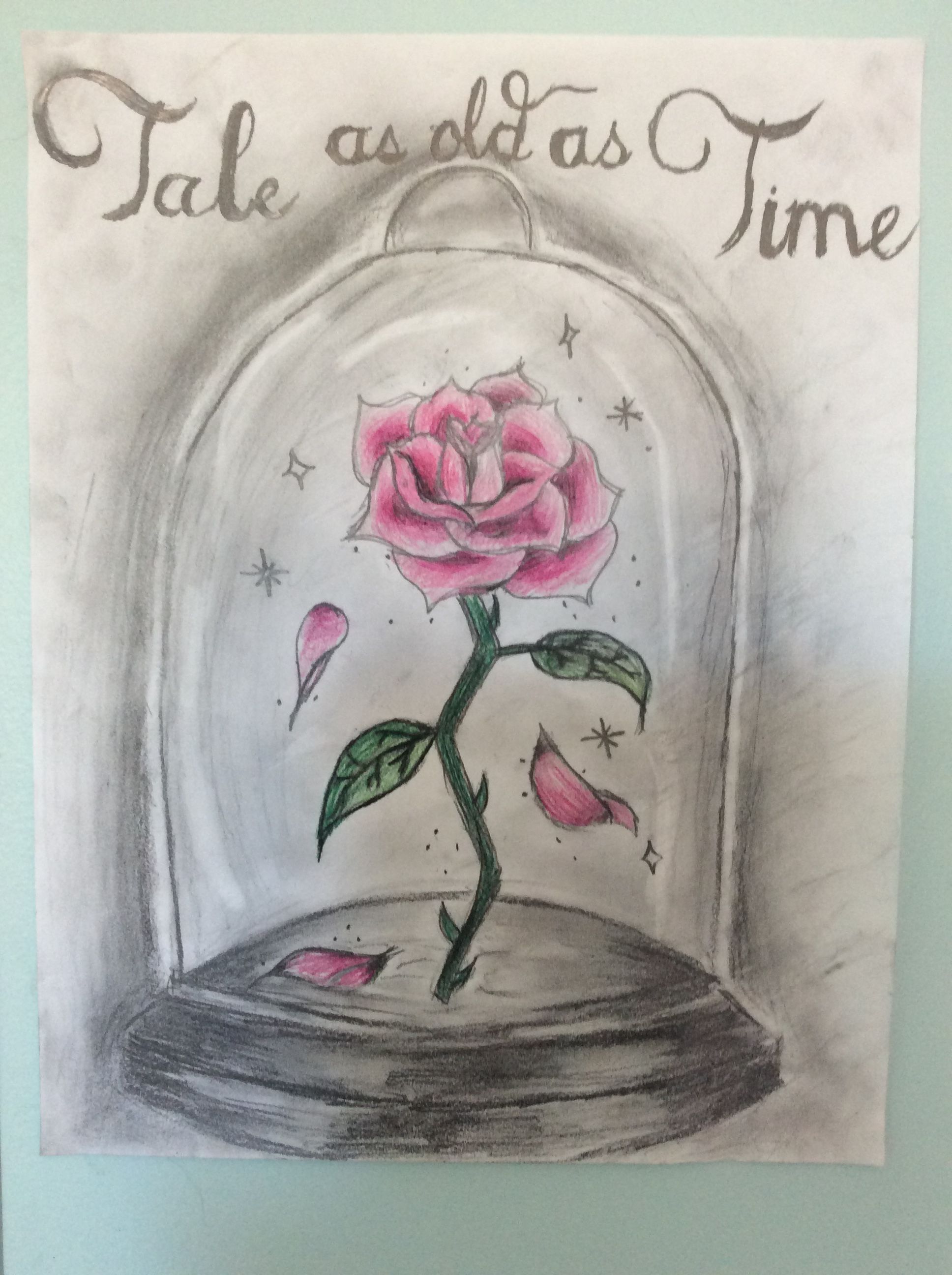 Beauty And The Beast Rose Drawing