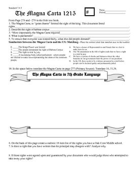 Magna Carta Worksheets Answers