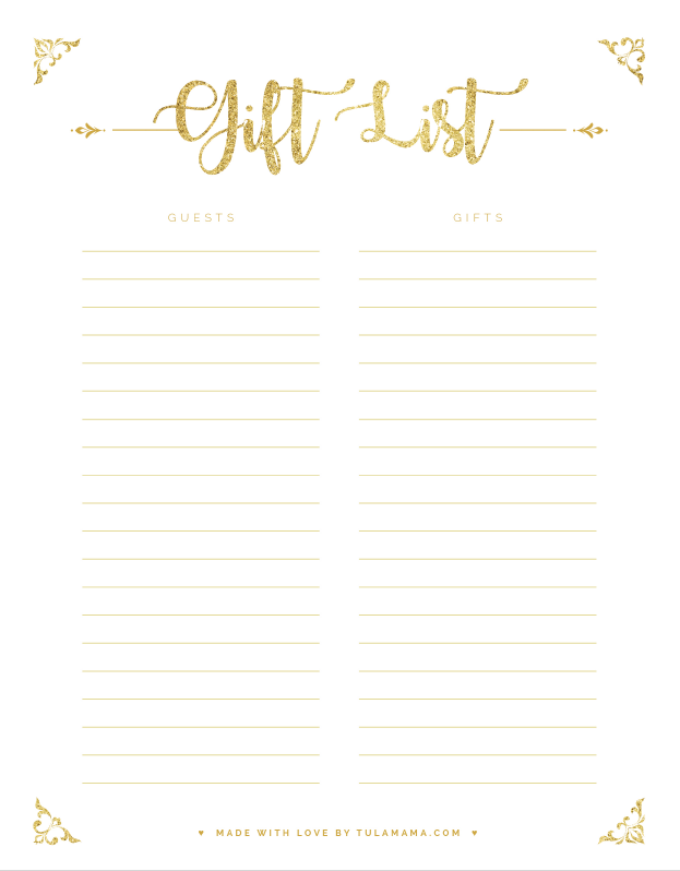 Free Printable Gift Tracker For Any Occasion | Gift tracker, Baby ...