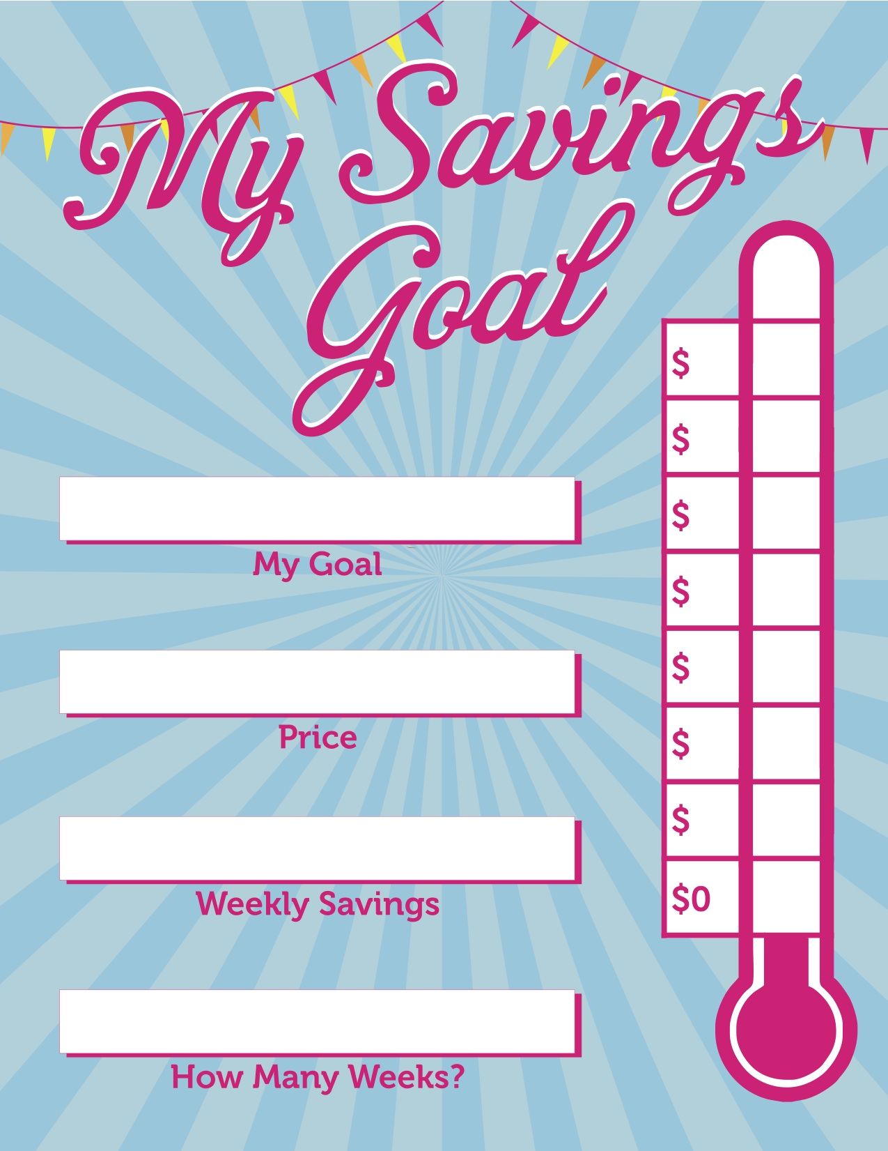 Free Printable "My Savings Goal" Visual Poster to help children learn