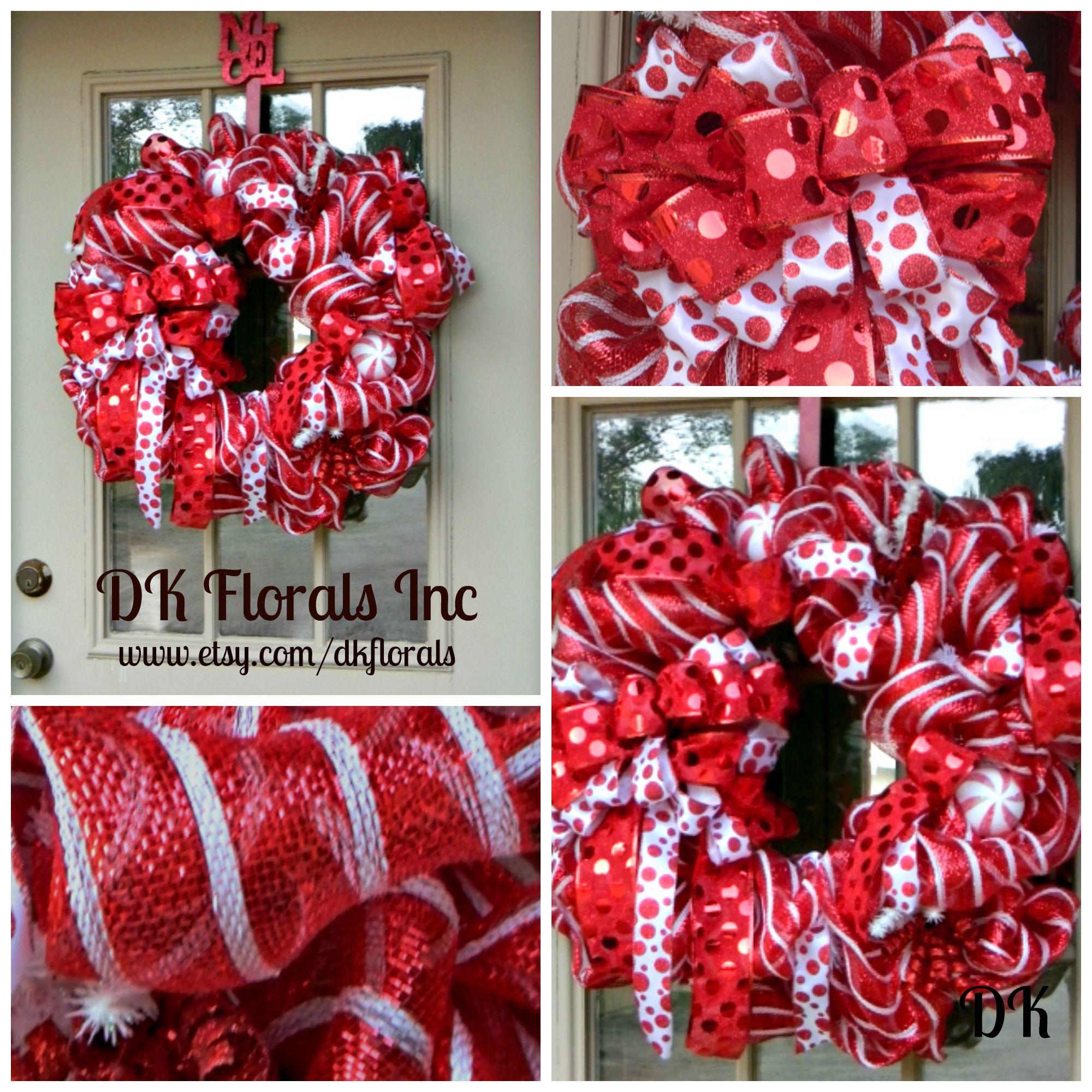 Custom Deco Mesh Christmas Wreath. Avaialble at www.etsy.com/dkflorals ...