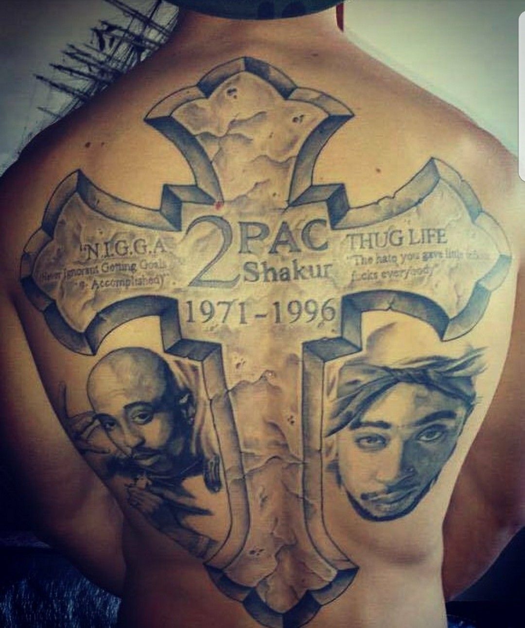 Tupac Cross Tattoo