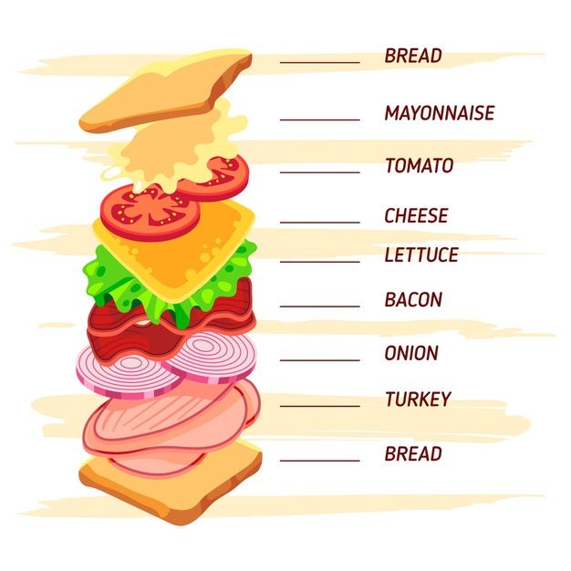 Free Vector | Delicious sandwich hand drawn recipe | Como preparar ... image.