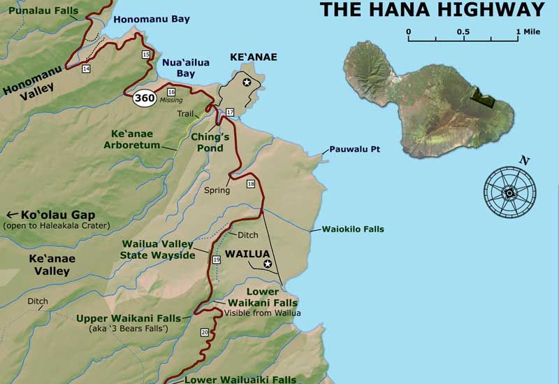 Printable Road To Hana Map With Mile Markers