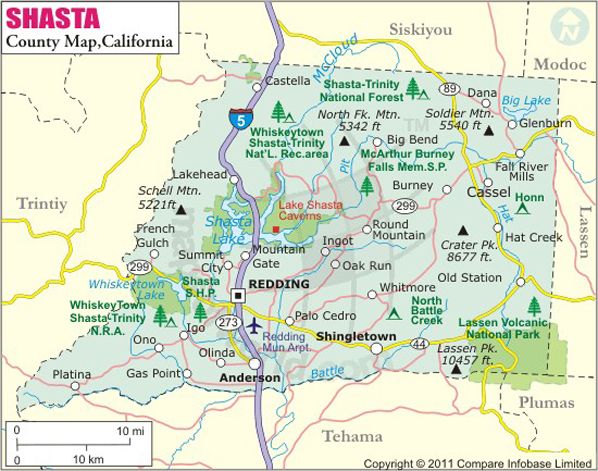 Shasta County Map | County map, Shasta county, California map