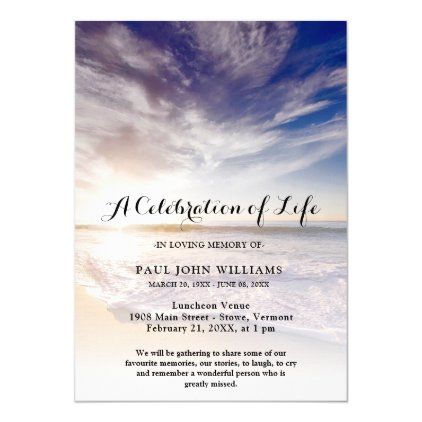 Beach Ocean Photo Celebration of Life Funeral Invitation Ocean Photos ...