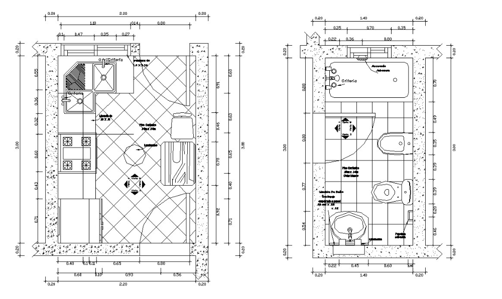 Autocad drawing of kitchen and toilet layout - Cadbull | Autocad ...