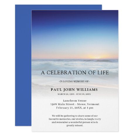 Beach Ocean Photo Celebration of Life Funeral Invitation | Zazzle ...