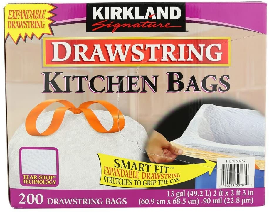 Amazon.com: Kirkland Signature Drawstring Kitchen Trash Bags - 13 ...