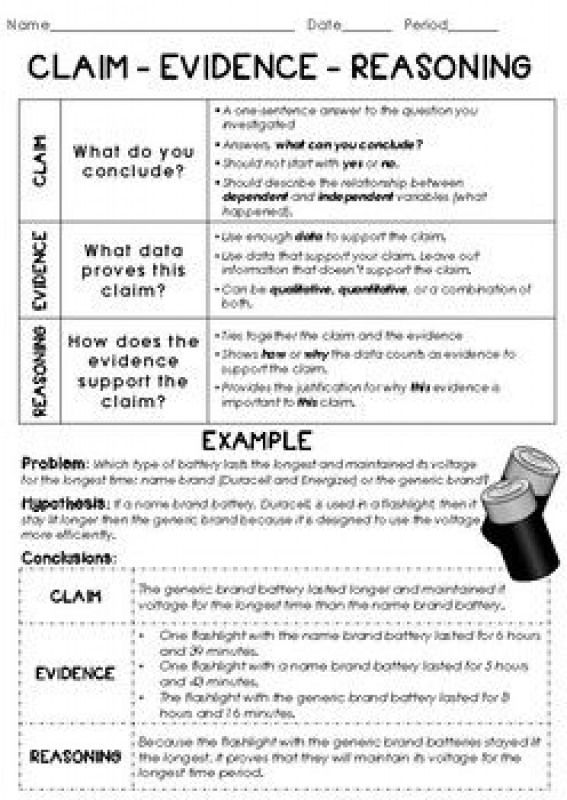 Identifying Claim And Evidence Worksheet