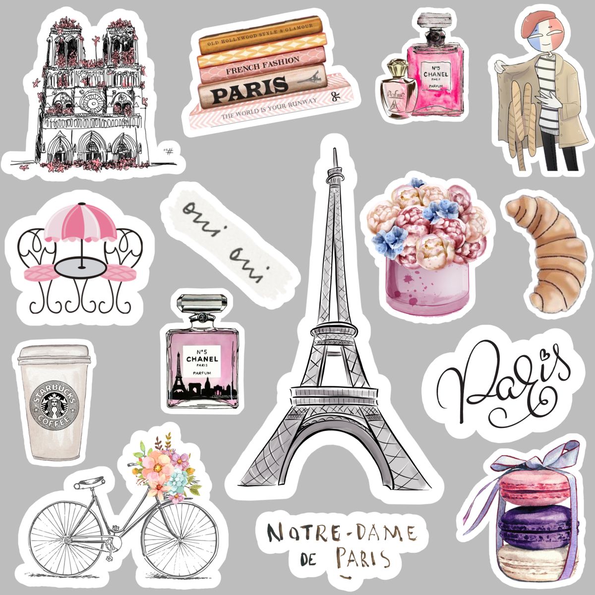 Paris stickers Pegatinas bonitas, Pegatinas imprimibles, Pegatinas kawaii