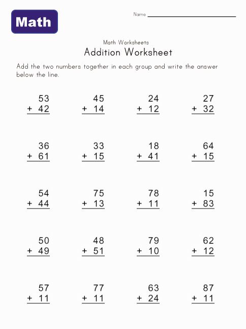 Addition Worksheets - Without Carrying | Math addition worksheets ...