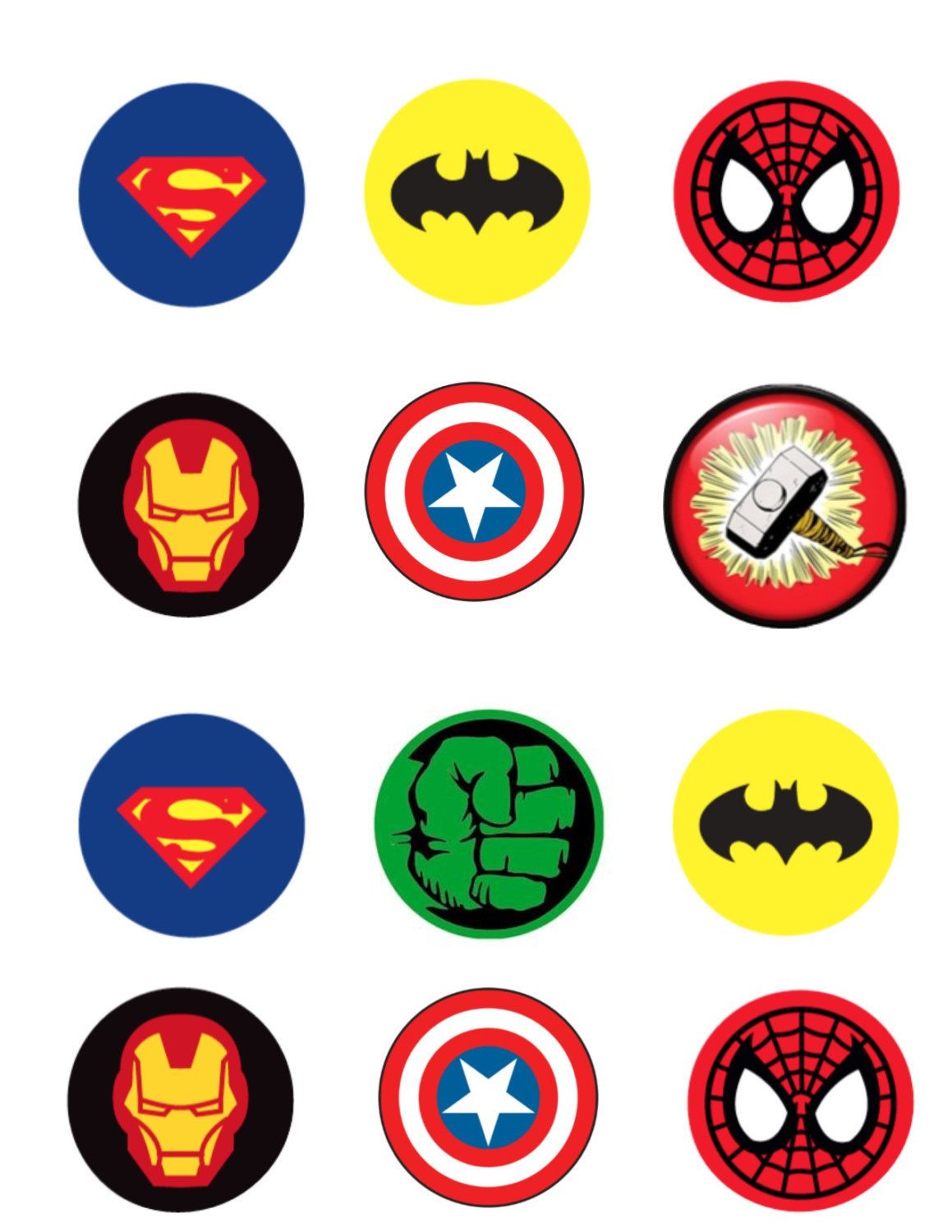 Edible Super Hero Cupcake/Cookie Toppers Cupcake Picks Gift | Superhero ...