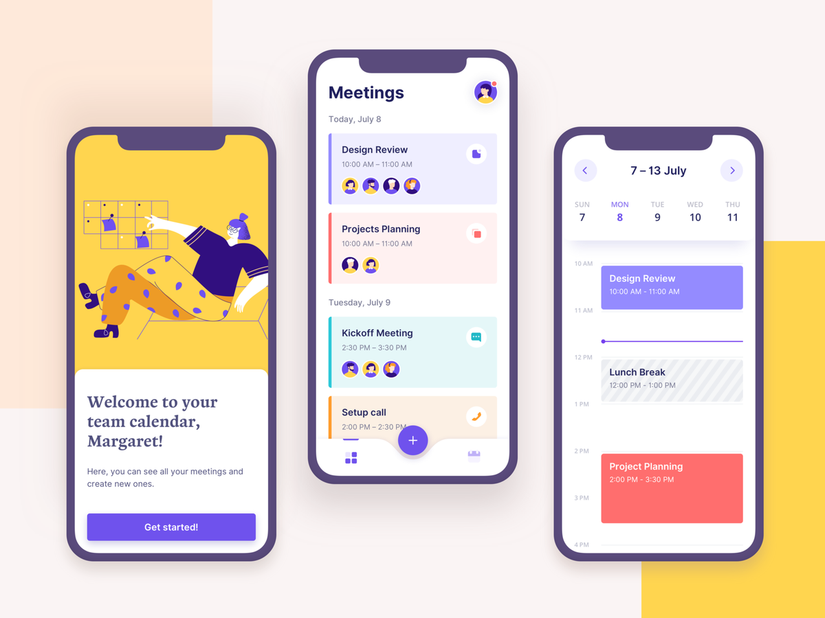 Meeting Scheduler | App, App design, App interface design image.