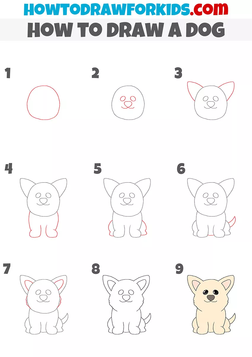 How to Draw a Dog - Easy Drawing Tutorial For Kids | Dog drawing for ...