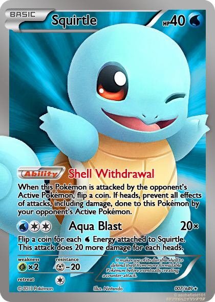 Full Art Squirtle Pokemon Card | Cool pokemon cards, Pokemon cards ...