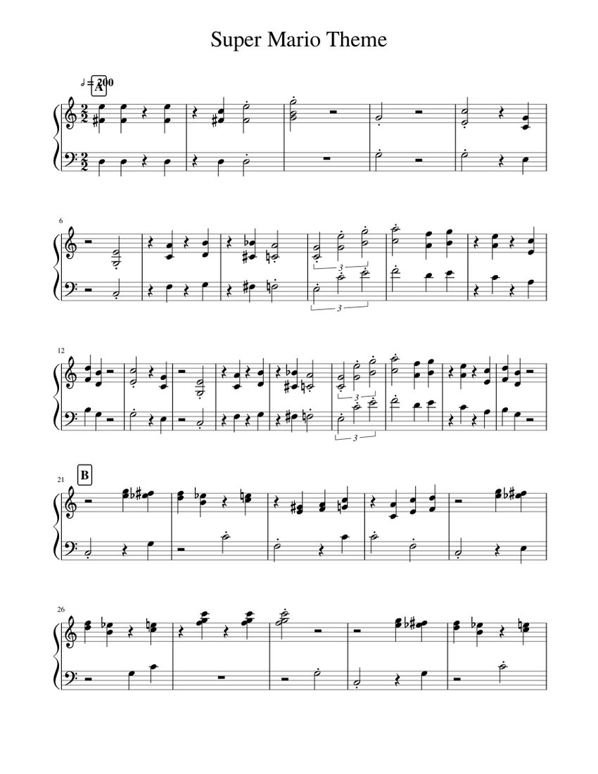 Download and print in PDF or MIDI free sheet music for Super Mario ...