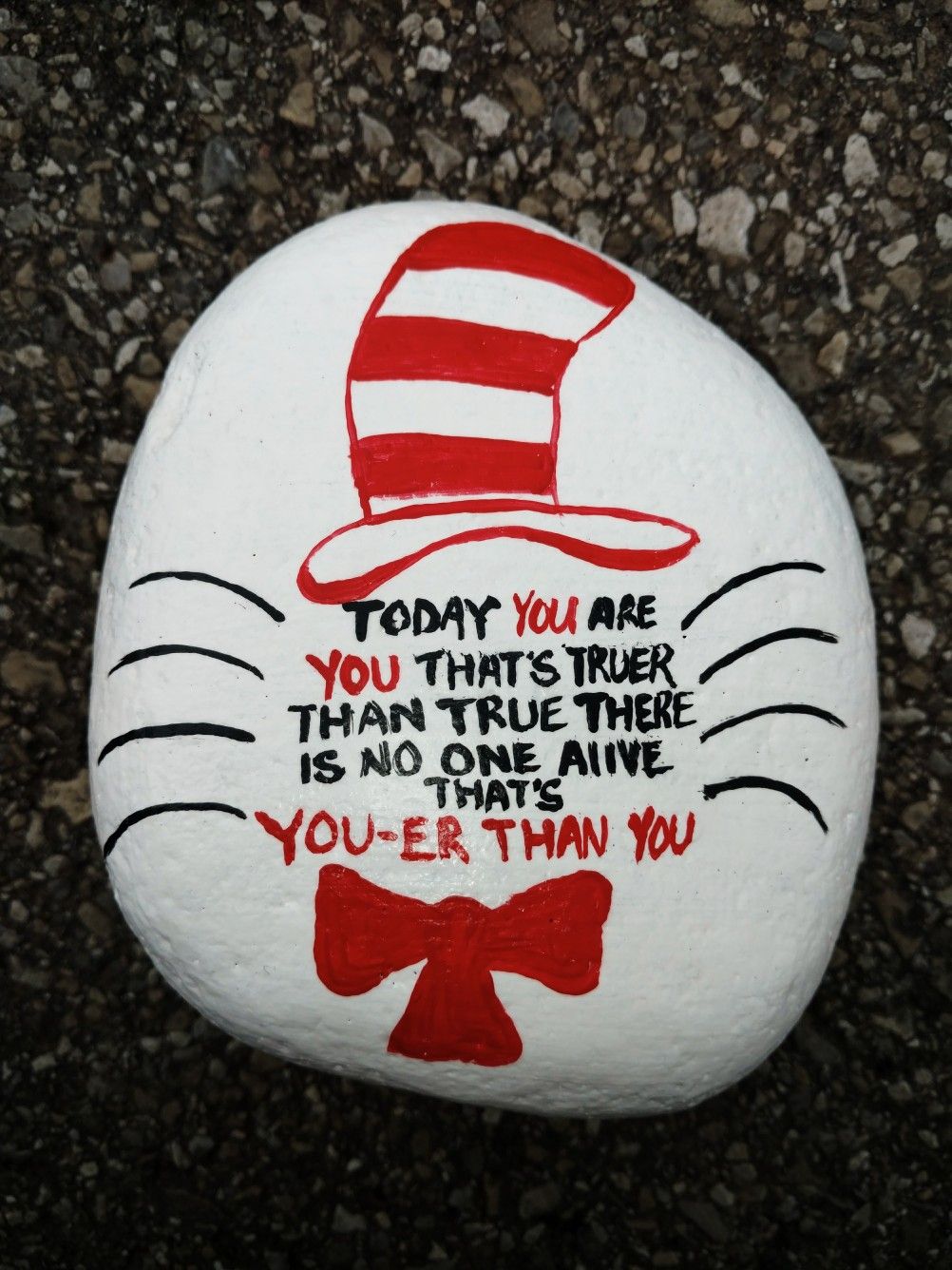 Cat in the hat quote rock painting Rock Painting Patterns, Rock ...