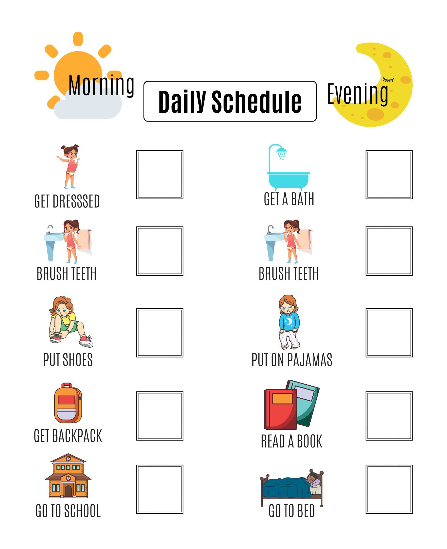 Printable Blank Visual Schedule Template