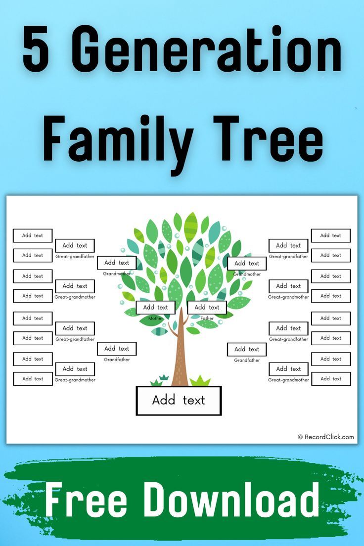 5 Generation Family Tree | Family tree template, Free family tree ...