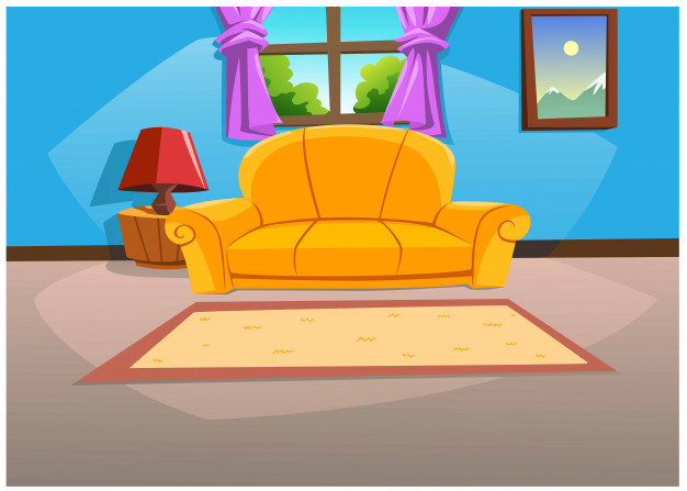 Premium Vector | Living room in the house in bright colors in the daytime.  | Cartoon house, Cartoon background, Animal art projects