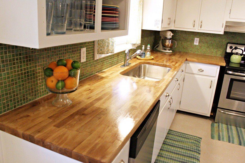 Furniture, Oak Wood Butcher Block Countertops For Small Kitchen Spaces