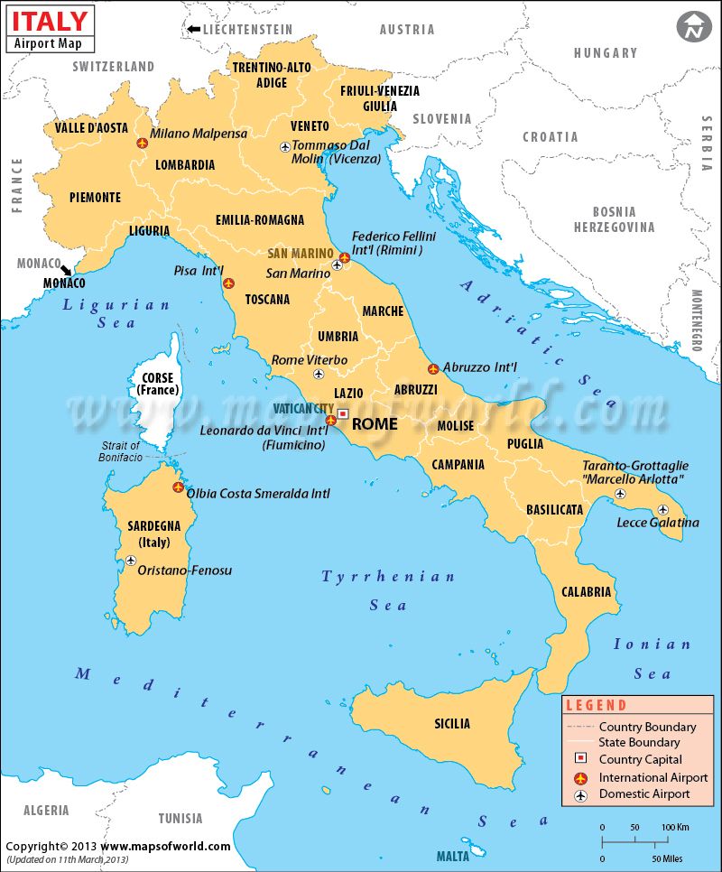 Gorgeous Map Of Italy Airports Concept - World Map Colored Continents