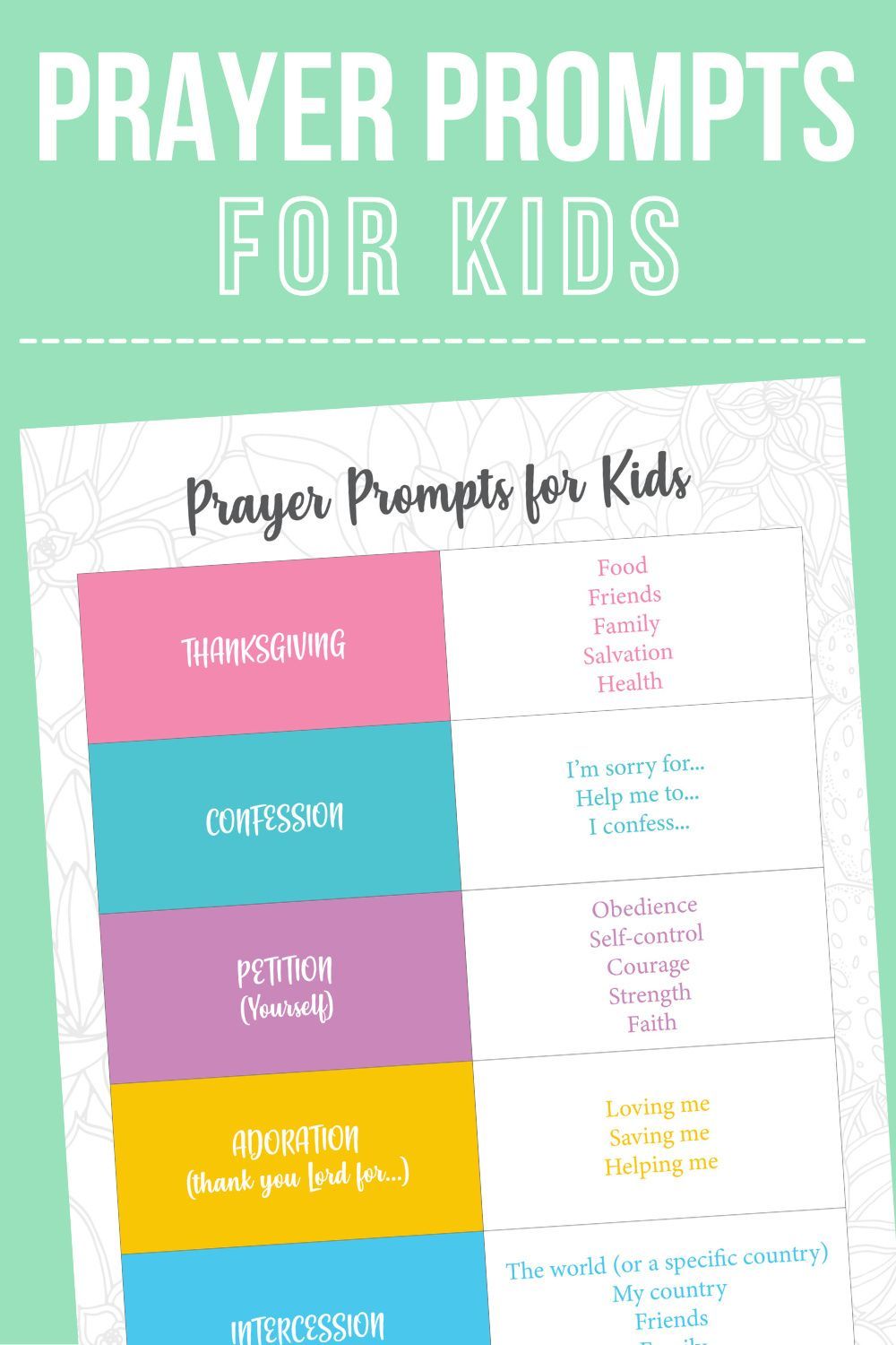 Prayer prompts for kids my printable faith – Artofit