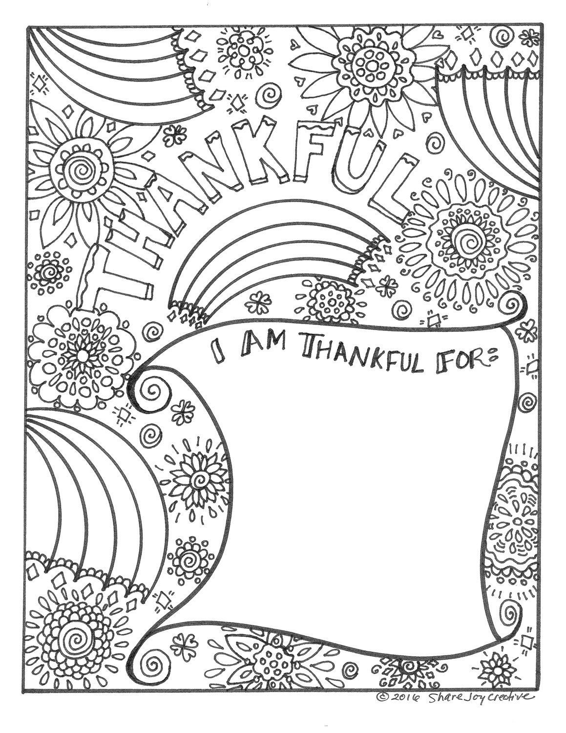 I Am Thankful Printable Sheet