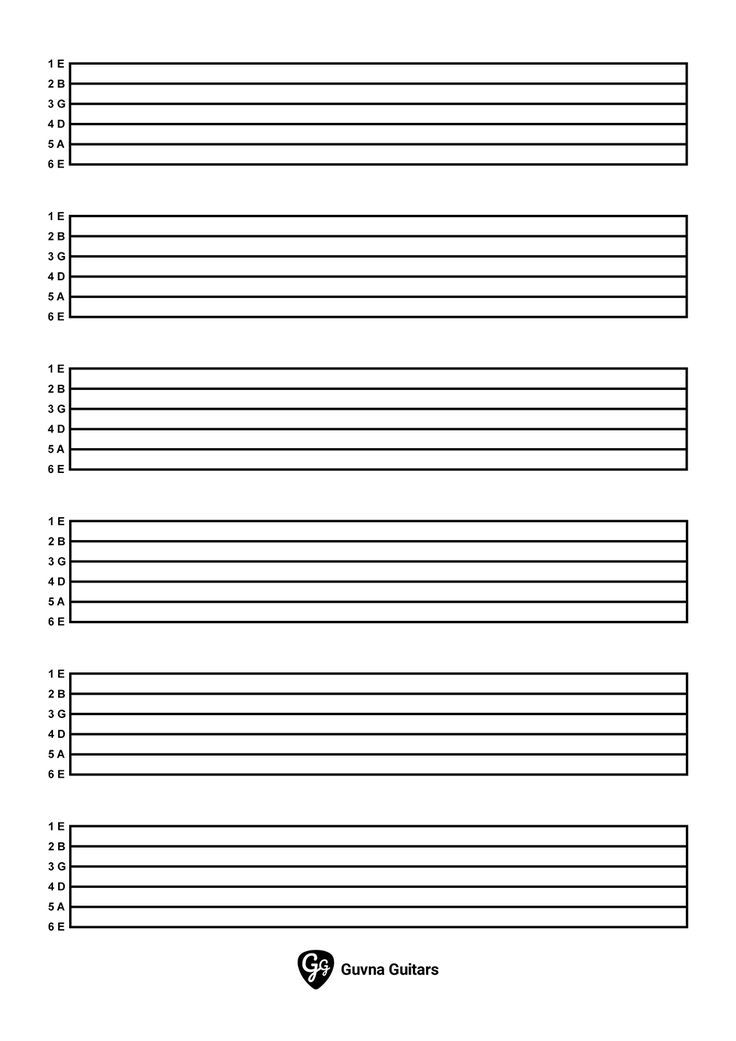 Blank Guitar Tab (printable pdf sheet) | Guitar tabs, Guitar chord ...