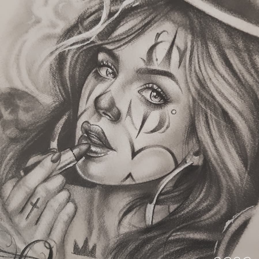 Chicano Style Tattoo, Tattoo Style Drawings, Chicano Tattoos, Sketch ...